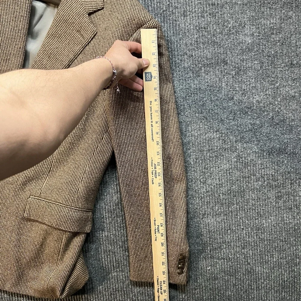 Polo Ralph Lauren Tweed Blazer Jacket Mens Size 40‎ Reg Brown Made In USA